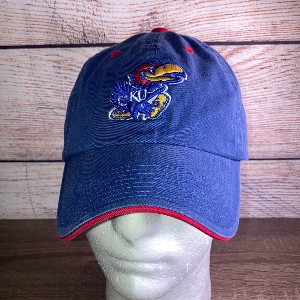 EUC TOP OF THE WORLD KANSAS JAYHAWKS CREW ADJUSTABLE HAT - BLUE